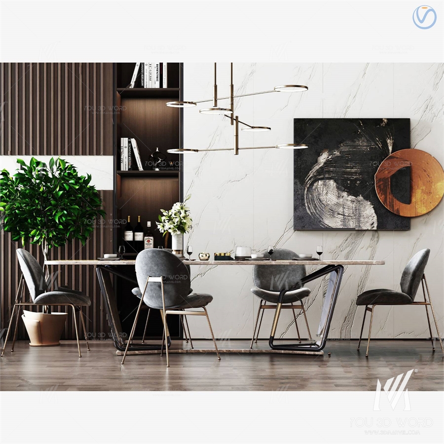 modern bar dining table chair 3d model